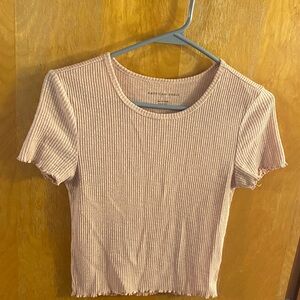 American Eagle Outfitters Blush Ribbed Crop Top